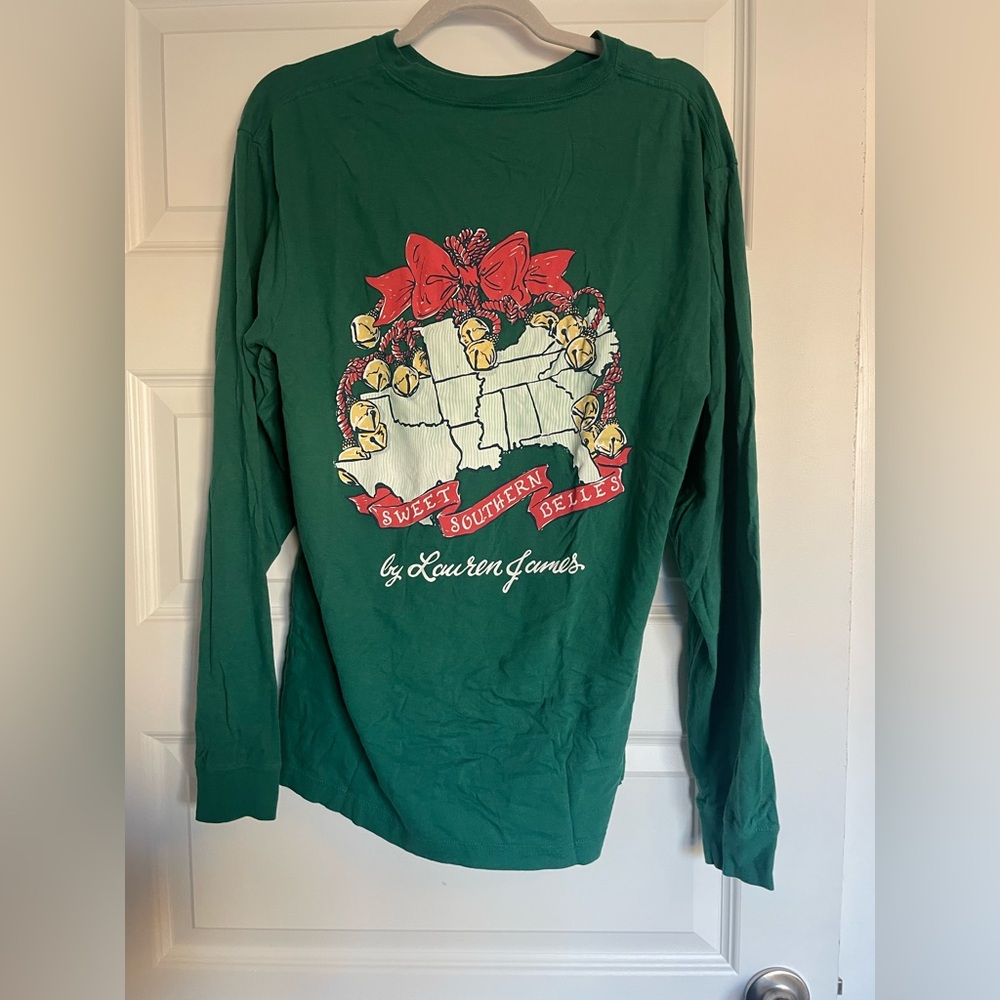 Lauren James- Long Sleeve Green Christmas Shirt- Size Medium
